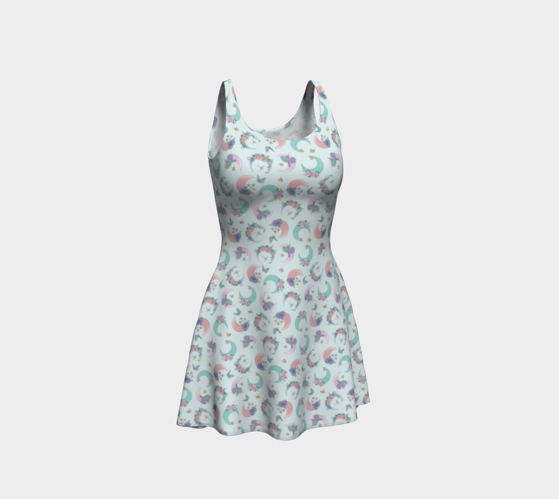 Fly me to the moon mint tossed flare dress 3D preview
