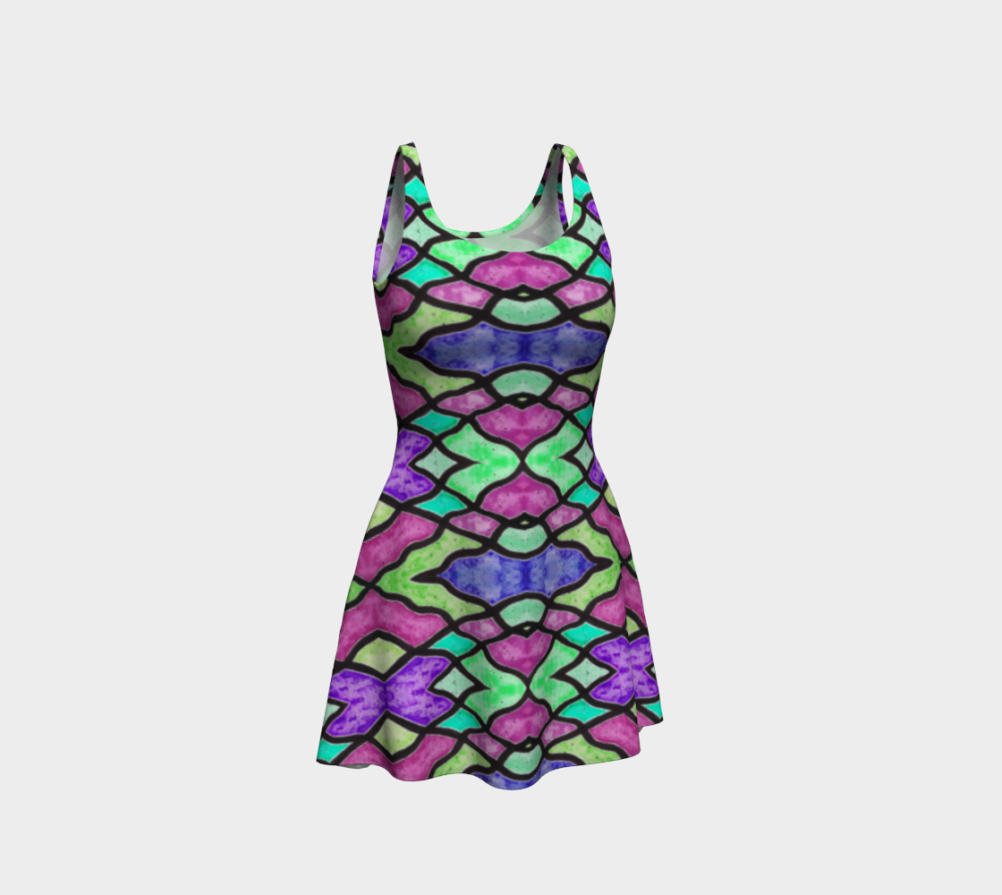 Purple and Green Ziggity Flare Dress preview