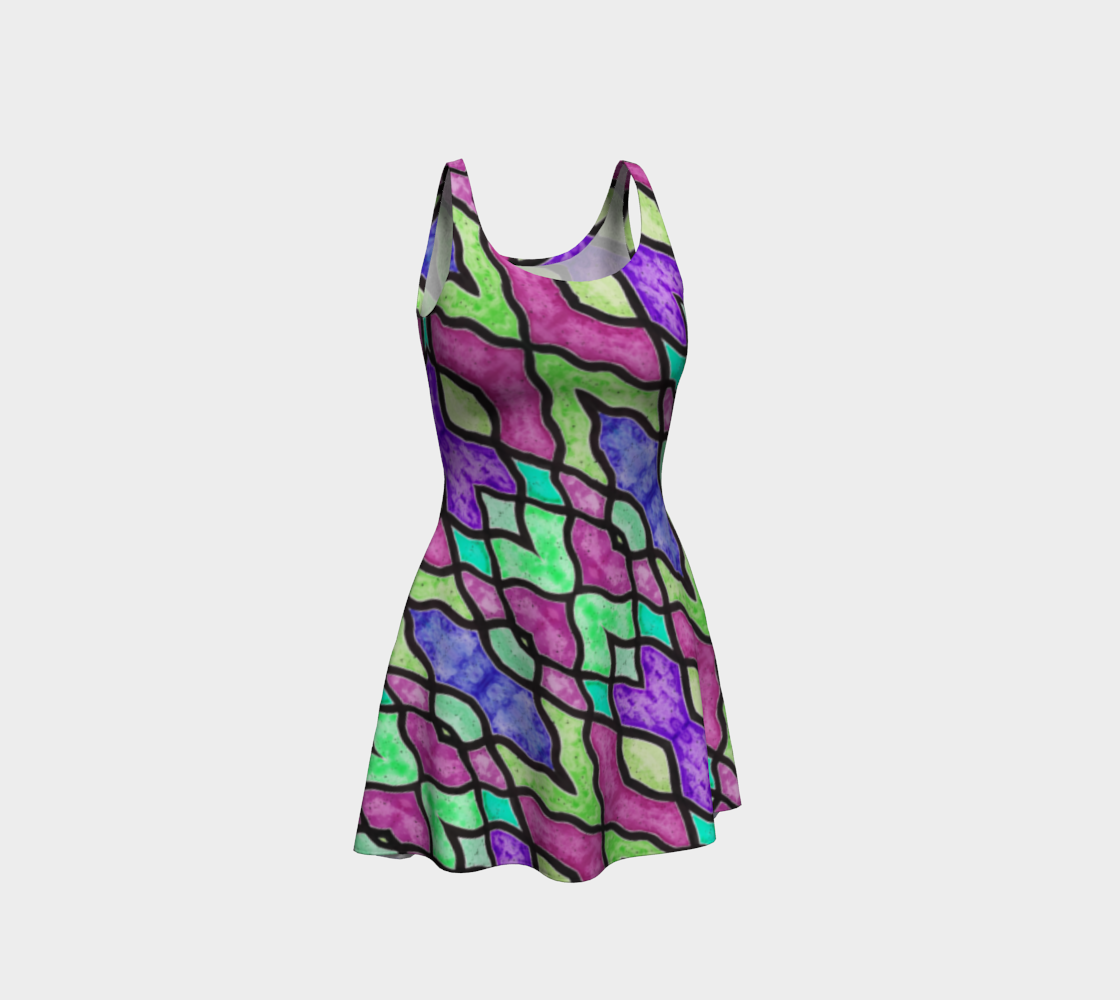 Purple and Green Ziggity II Flare Dress preview