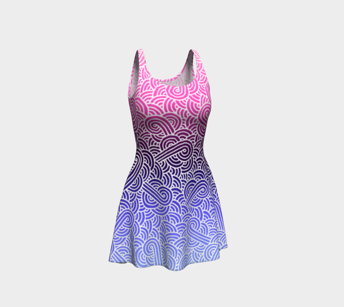 Ombré omnisexual flag and white swirls doodles Flare Dress preview