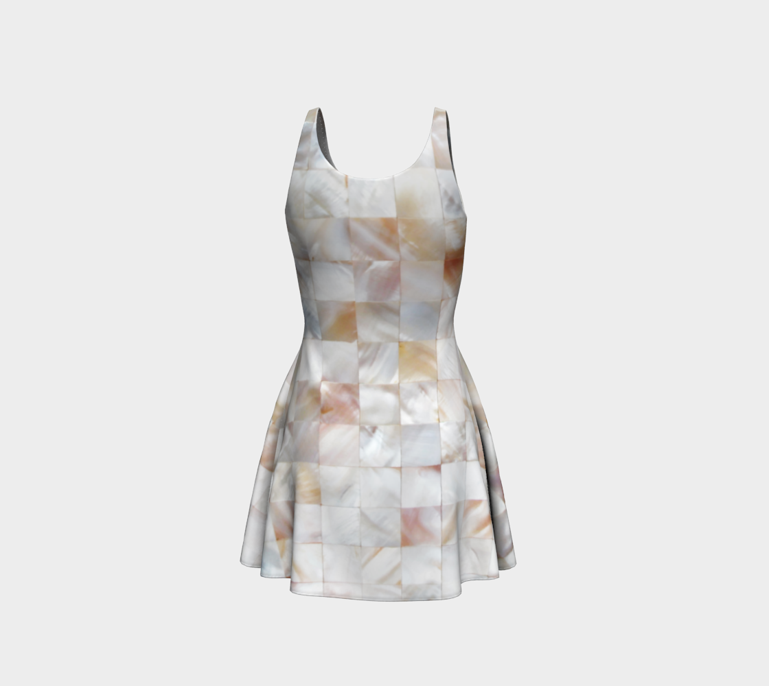 Mother of Pearl, Exotic Tiles Photography, Neutral Minimal Geometrical Graphic Design Flare Dress Miniature #4