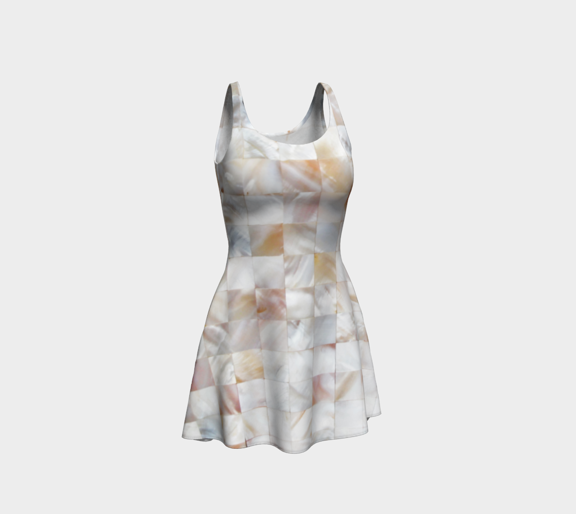 Aperçu de Mother of Pearl, Exotic Tiles Photography, Neutral Minimal Geometrical Graphic Design Flare Dress #1