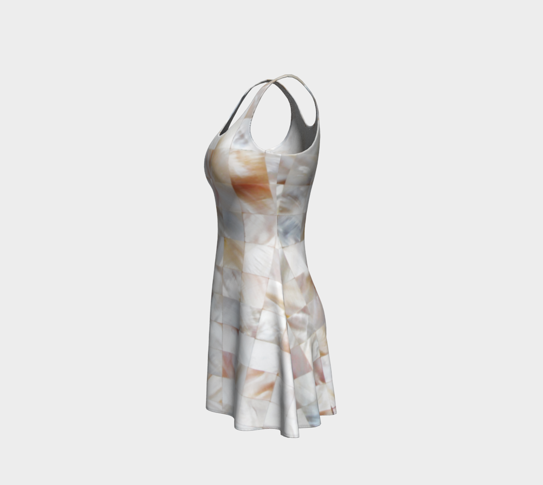 Aperçu de Mother of Pearl, Exotic Tiles Photography, Neutral Minimal Geometrical Graphic Design Flare Dress #2