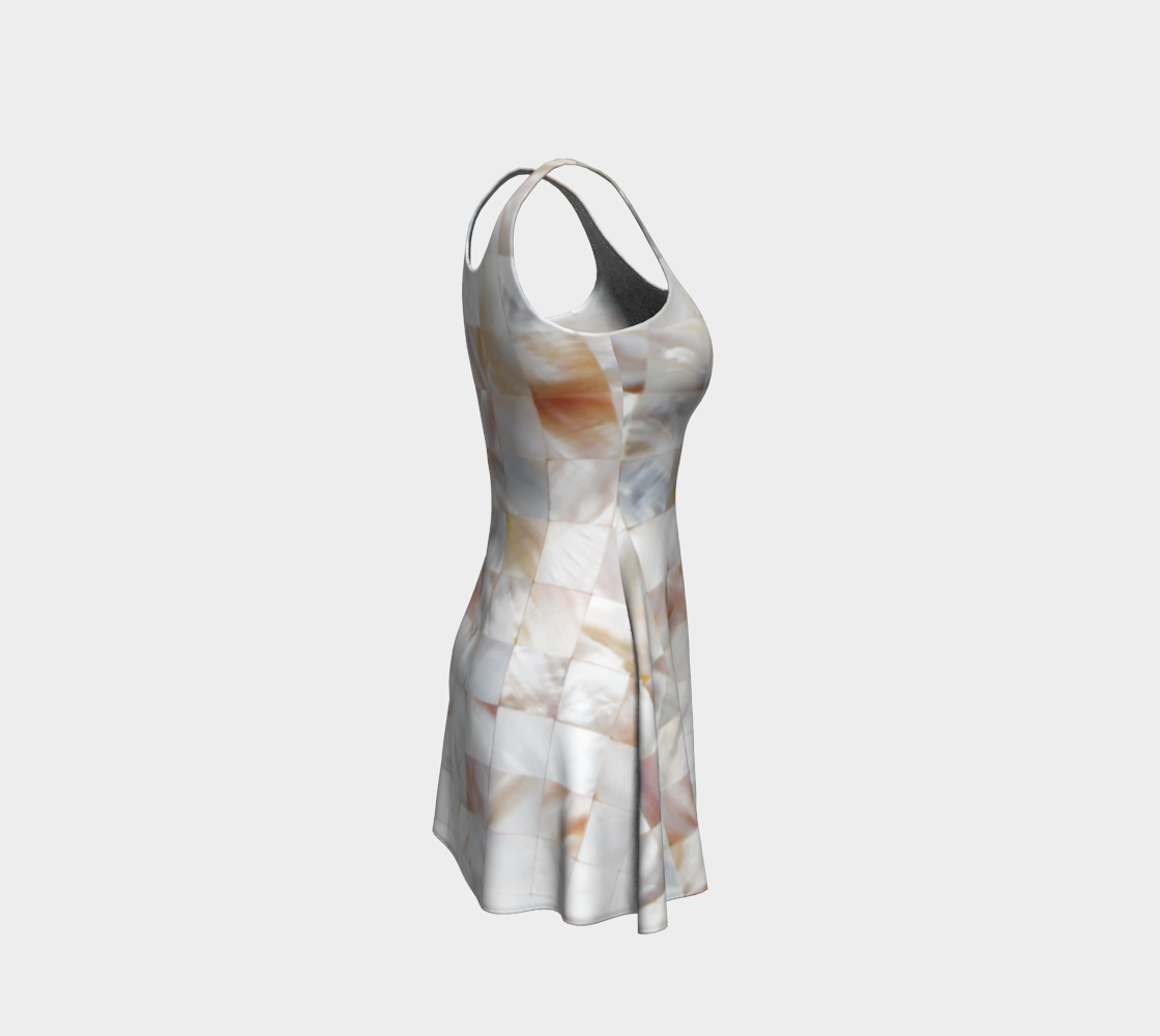 Mother of Pearl, Exotic Tiles Photography, Neutral Minimal Geometrical Graphic Design Flare Dress Miniature #5