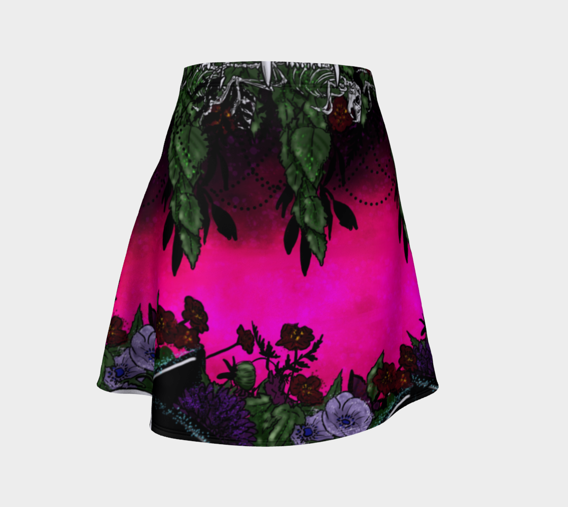 Spooky Flowers - warm colour flare skirt preview