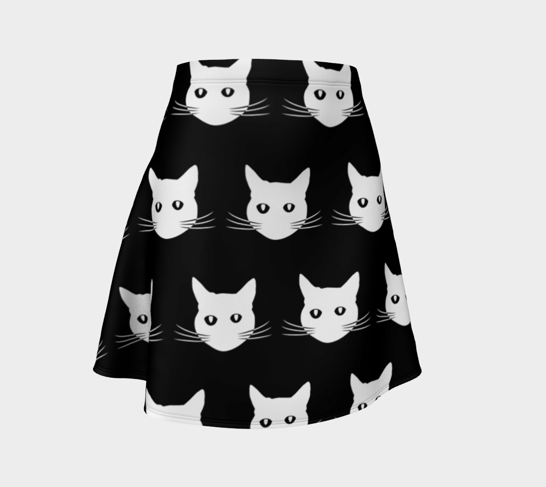 Aperçu de White Cat Pattern - Flare Skirt