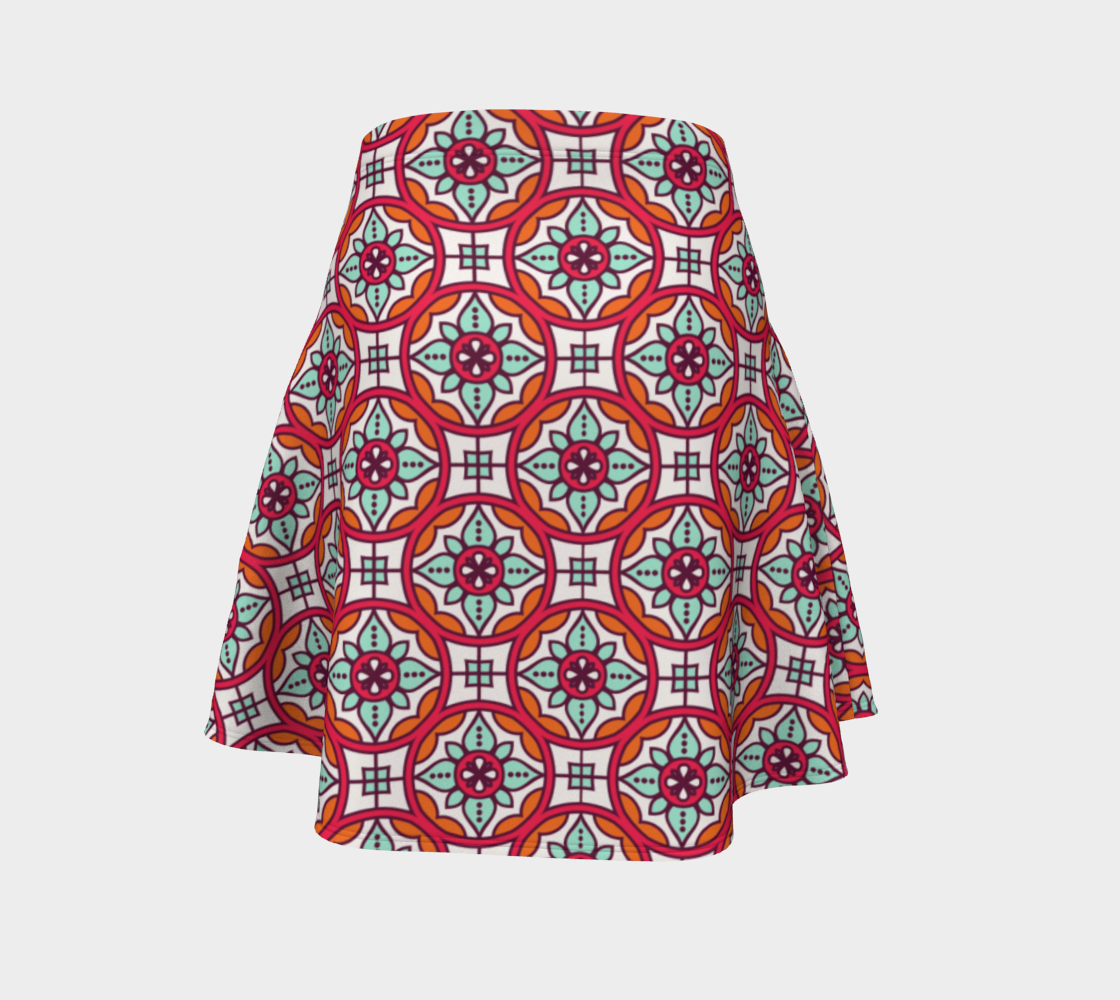 Orange Mandala Flare Skirt preview #4