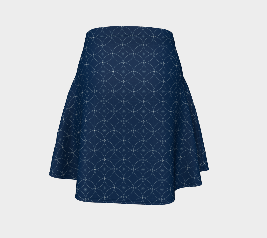 Blue Sashiko Flare Skirt preview #4