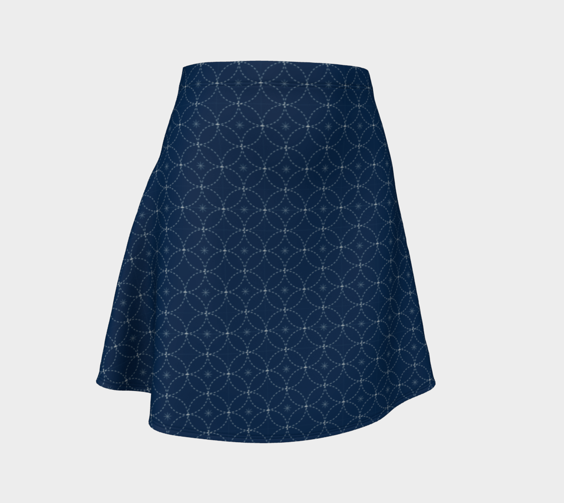 Blue Sashiko Flare Skirt preview #1