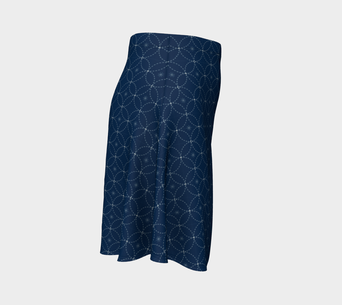Blue Sashiko Flare Skirt preview #3