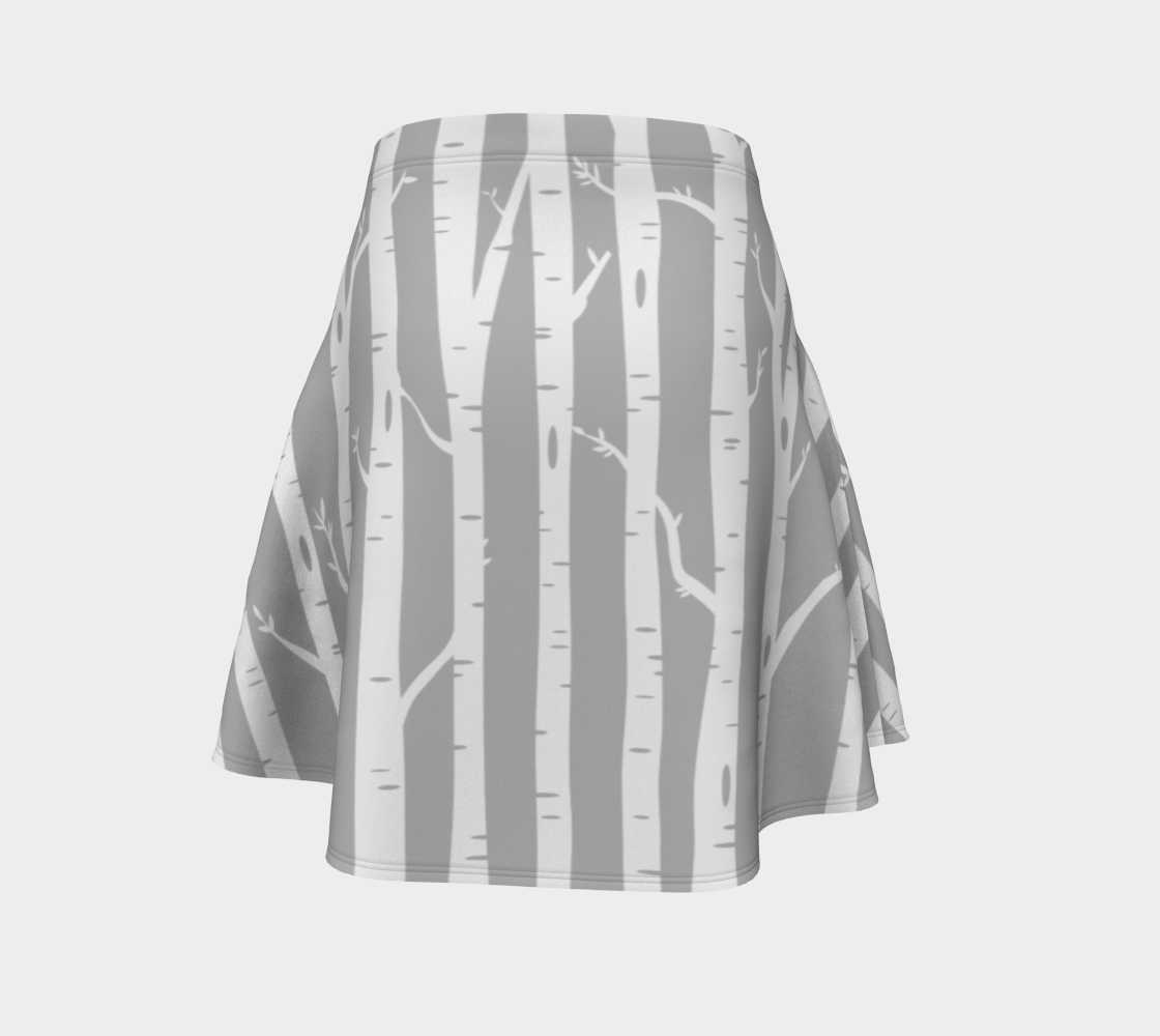 Birch Trees Grey Flare Skirt preview #4
