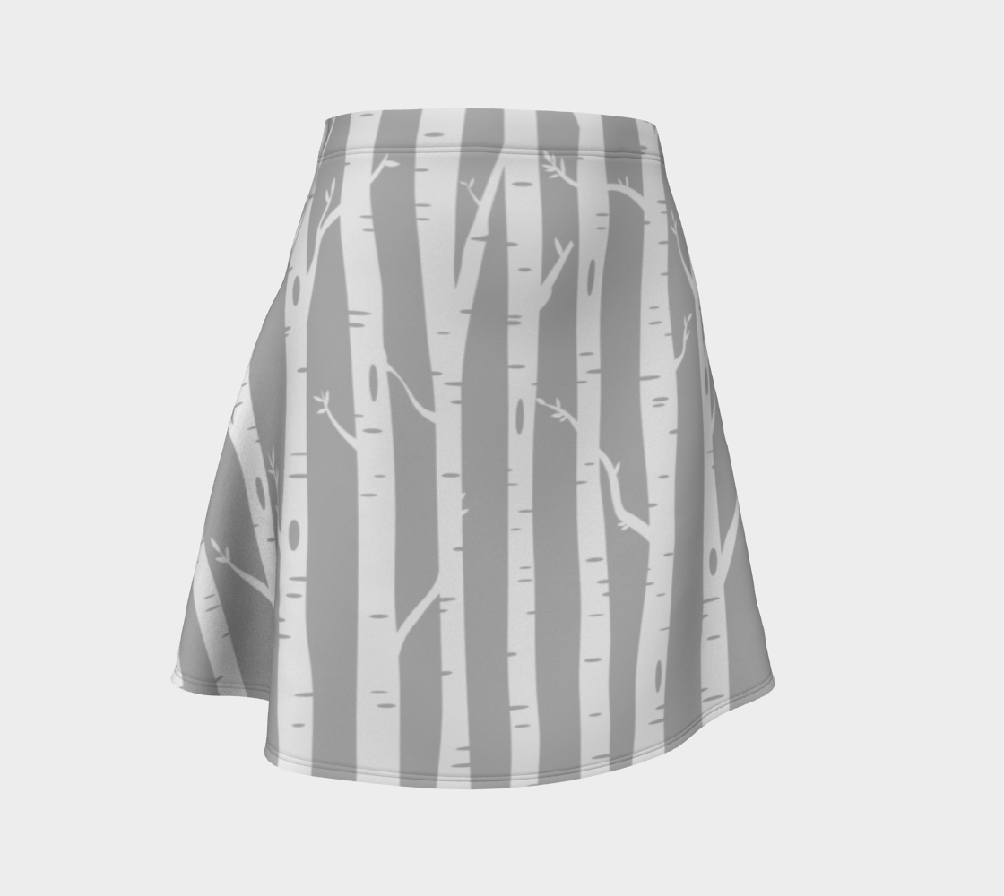 Birch Trees Grey Flare Skirt preview #1
