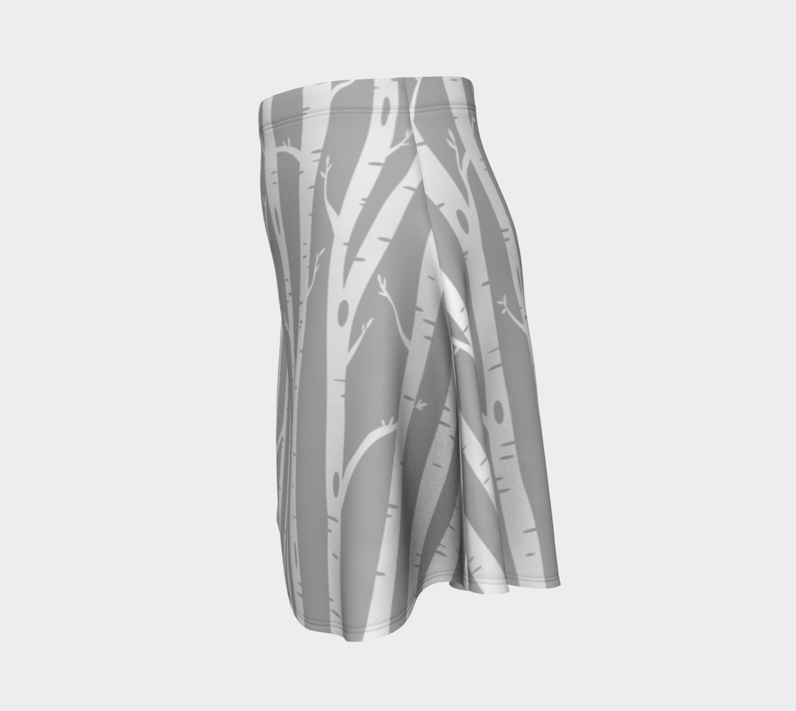 Birch Trees Grey Flare Skirt preview #2