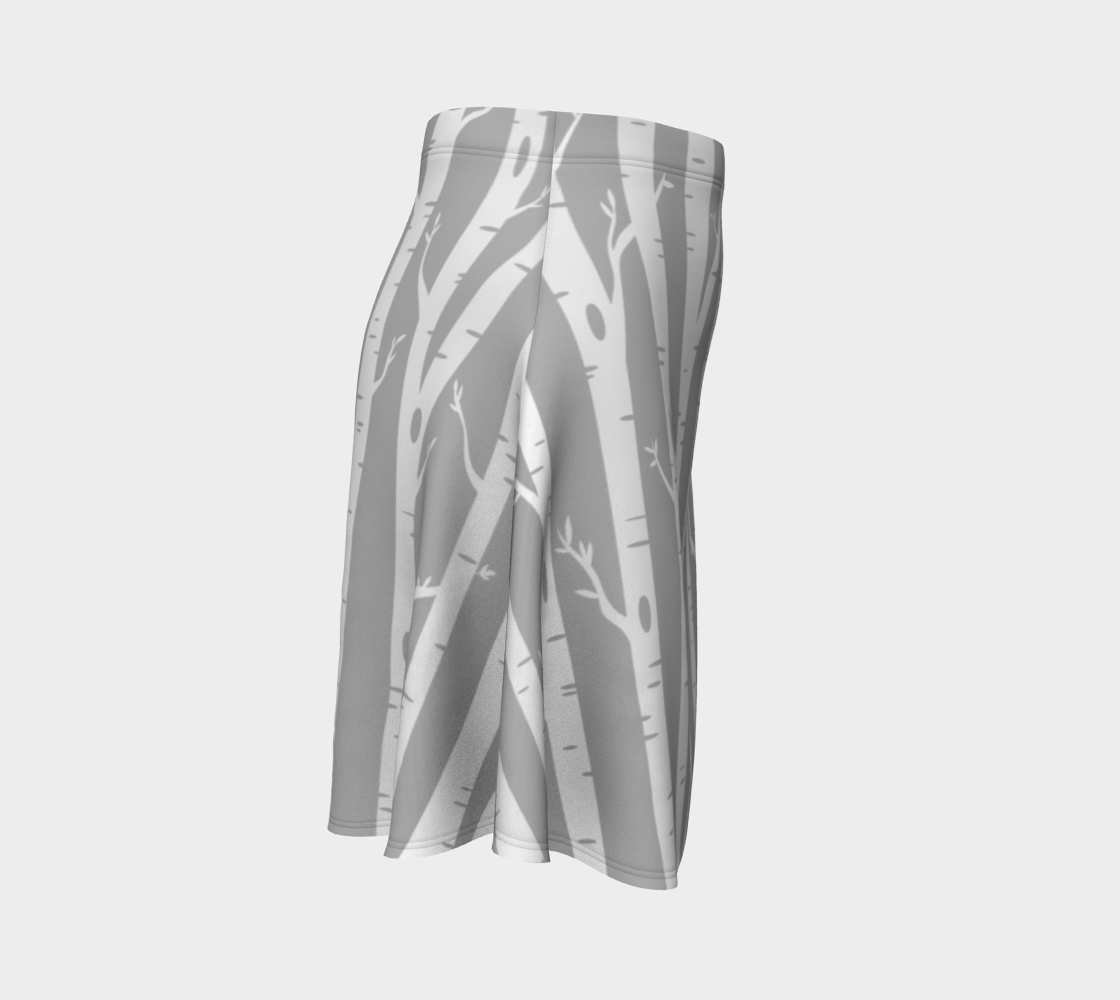 Birch Trees Grey Flare Skirt preview #3