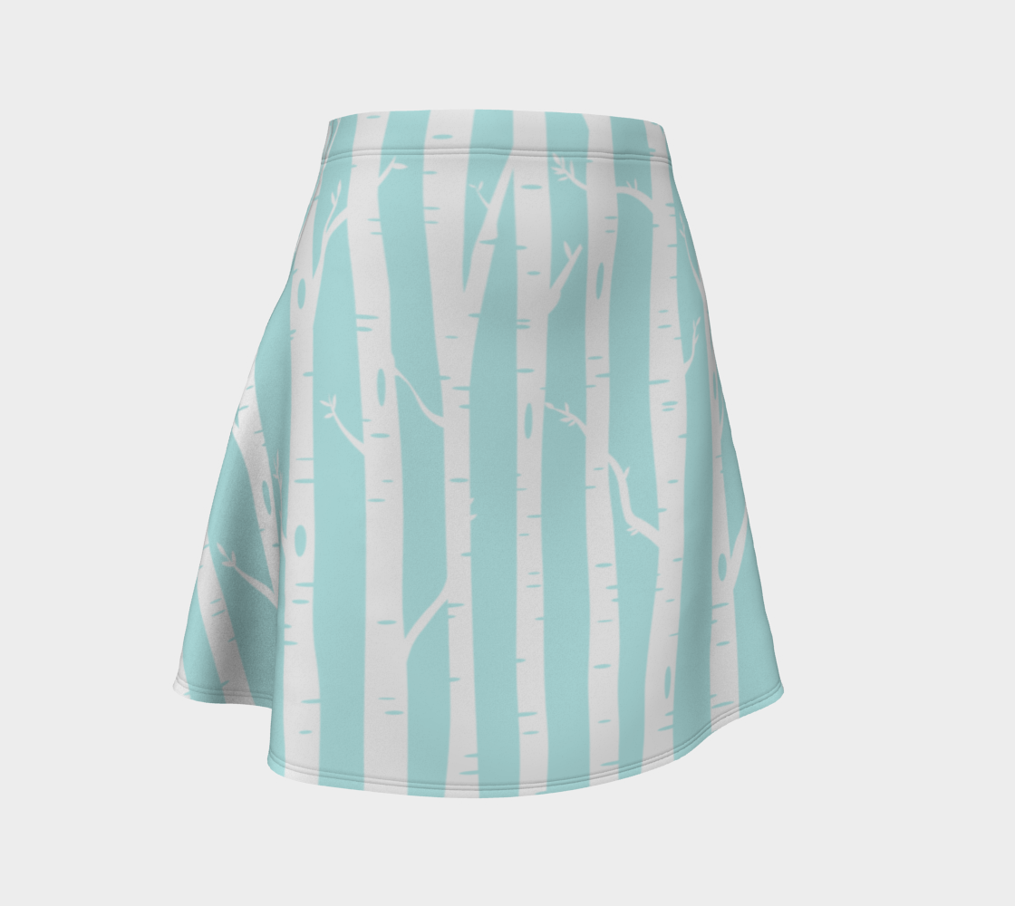 Birch Trees Teal Flare Skirt preview #1