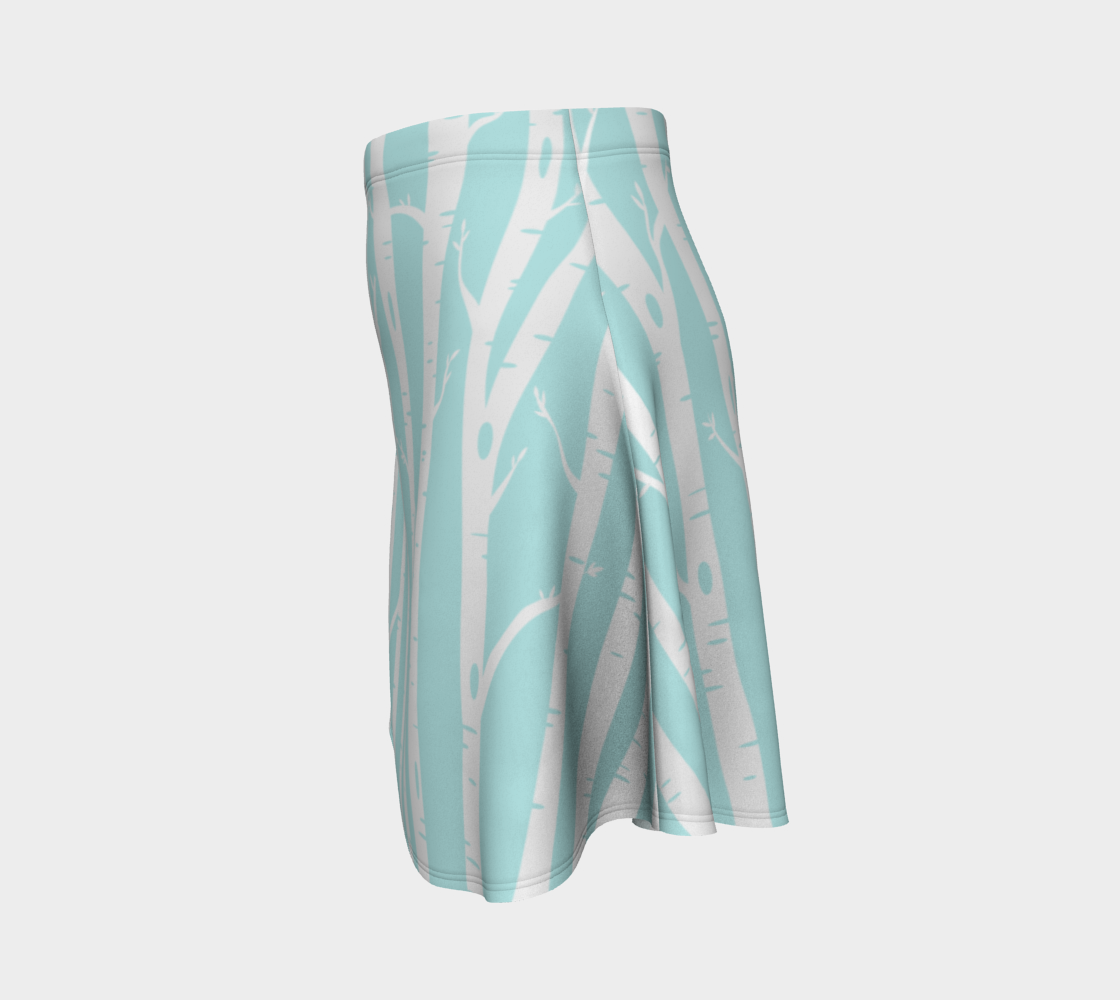Birch Trees Teal Flare Skirt preview #2