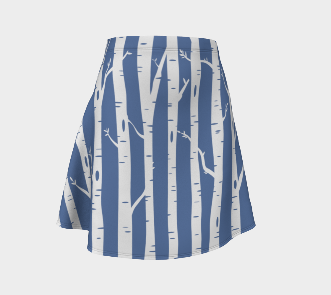 Birch Trees Blue Flare Skirt preview #1
