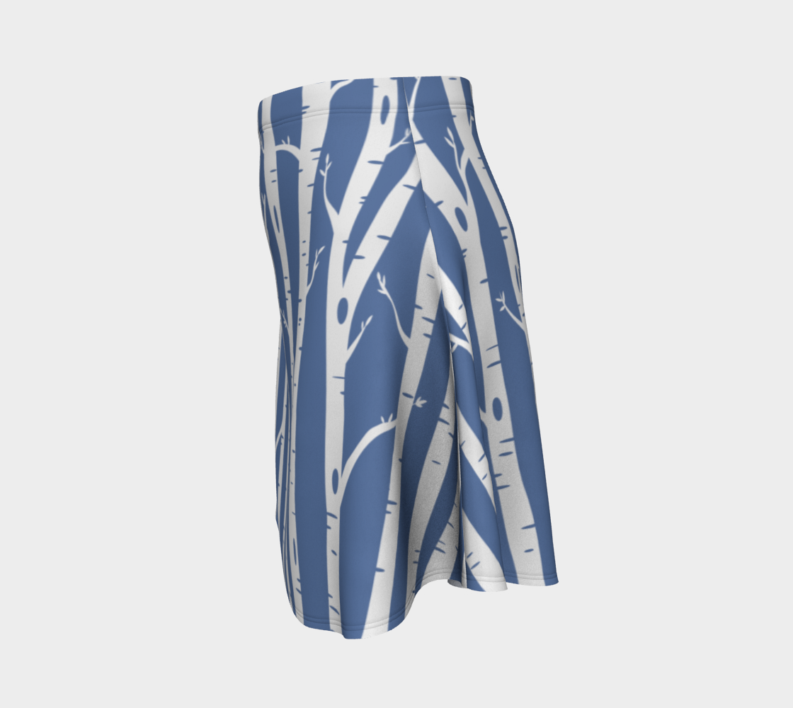 Birch Trees Blue Flare Skirt preview #2