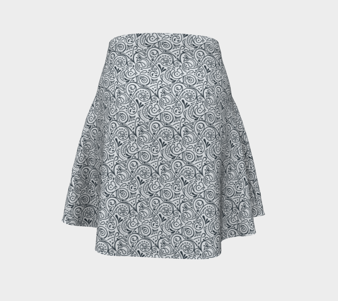 Floral Black & White Flare Skirt preview #4