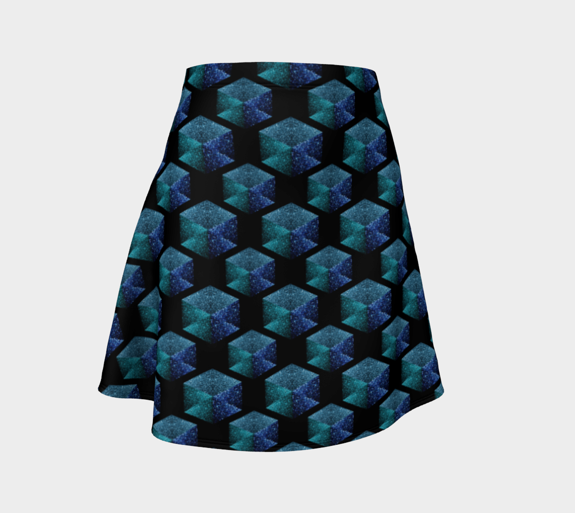 Aperçu de Aqua blue sparkles diamond geometric pattern on black