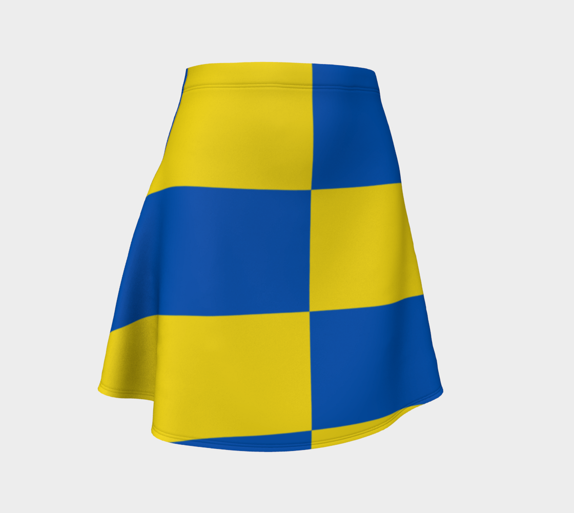 Aperçu de Blue and Yellow Ukraine Flag Pattern Flare Skirt, AWSSG