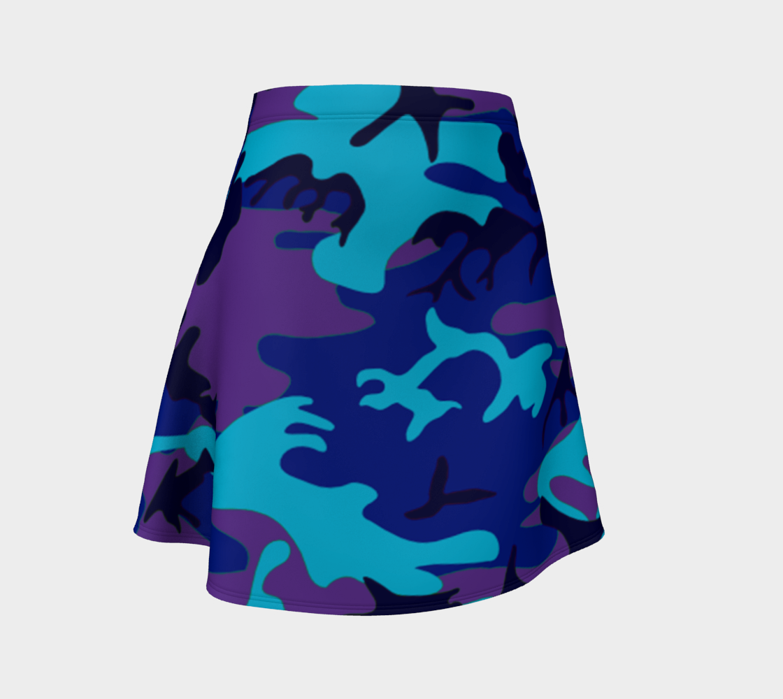 Aperçu 3D de Blue and Purple Camouflage Flare Skirt, AWSSG 