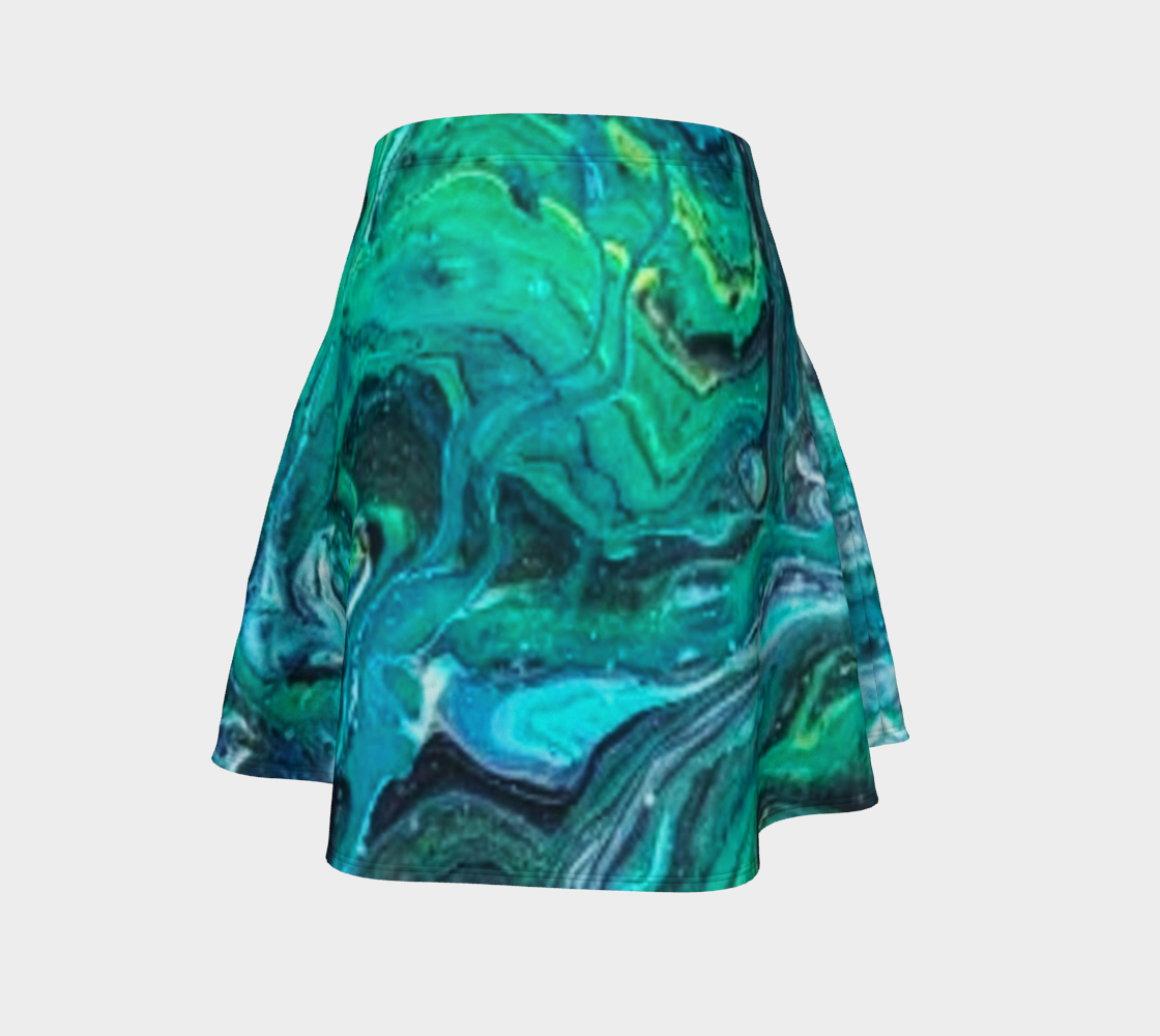 teal abstract flare skirt preview #4