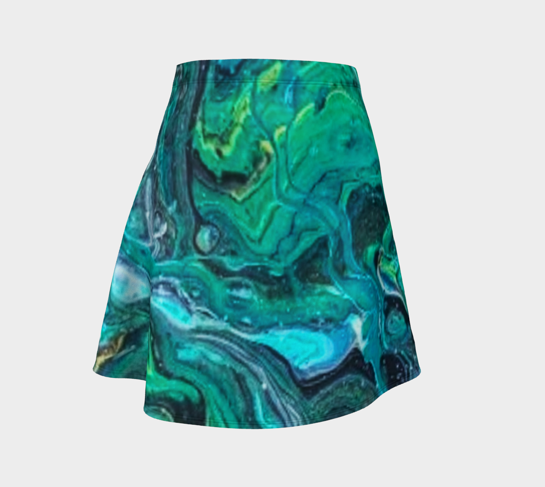 teal abstract flare skirt preview