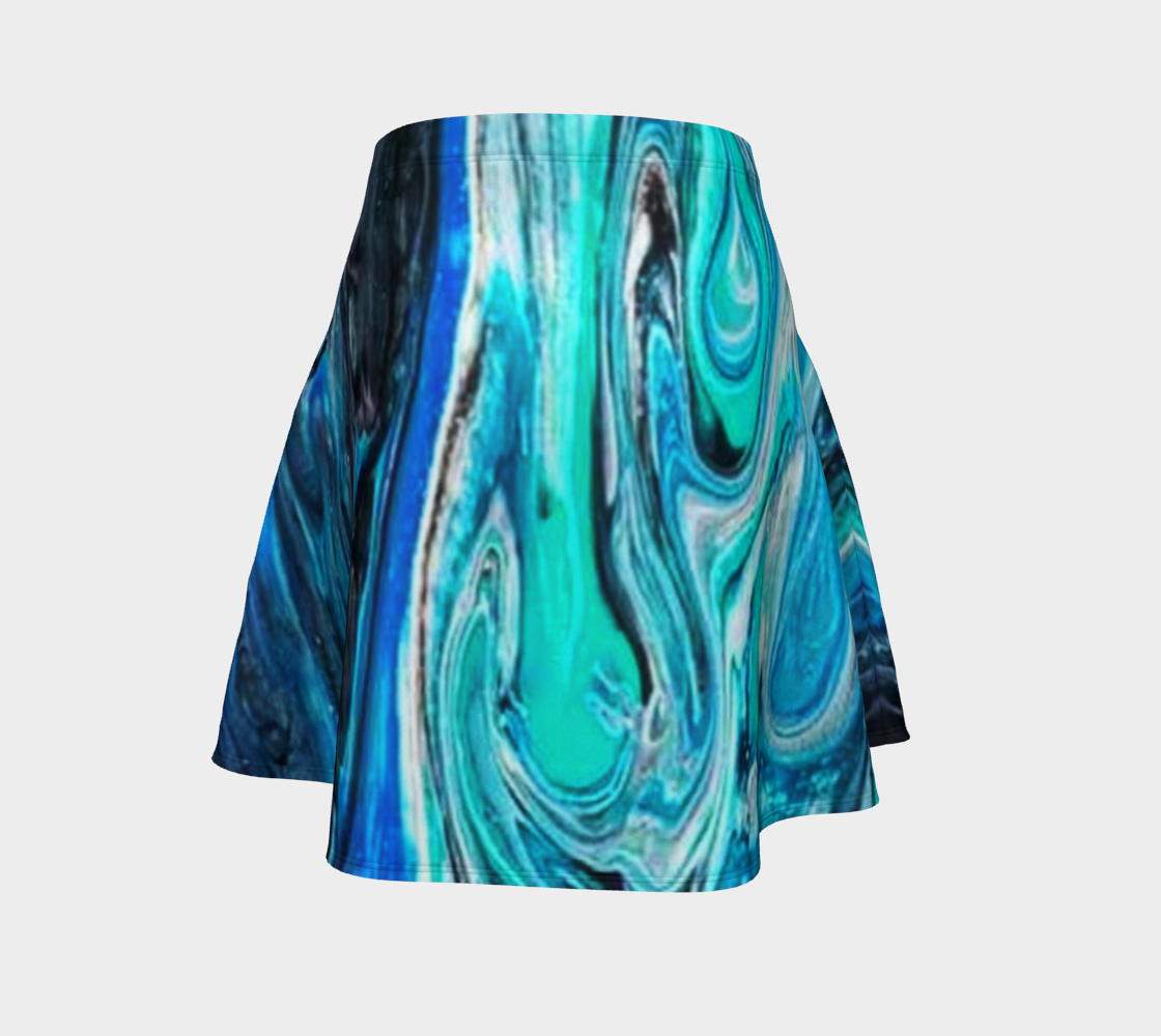 water abstract 2 flare skirt preview #4