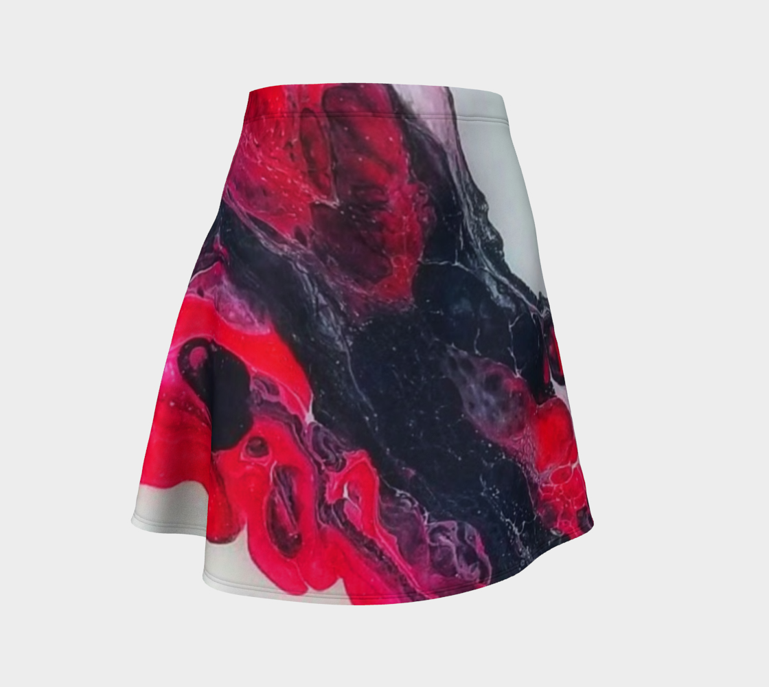 red swoosh flare skirt preview