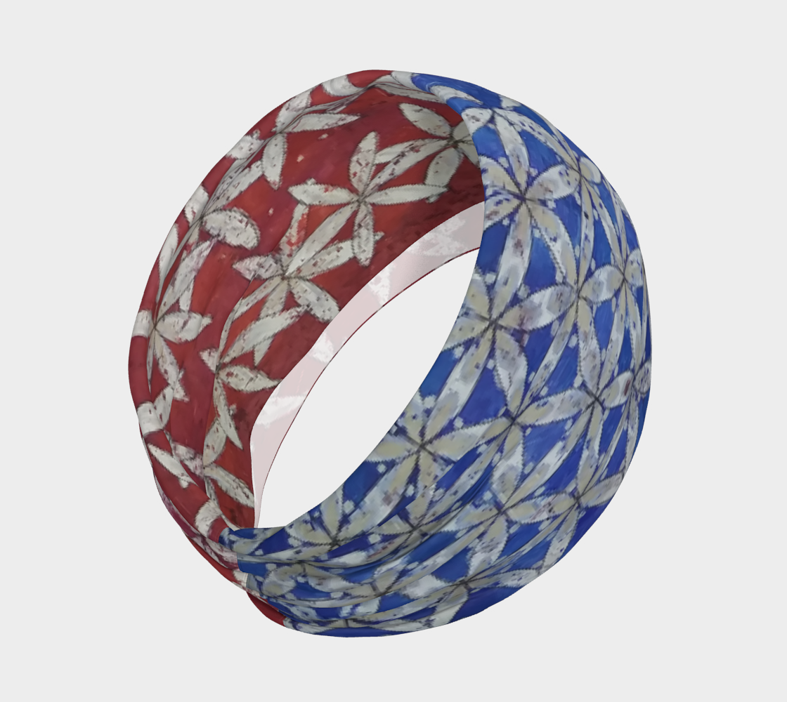Red White & Blue Floral Flower of Life Half/Half Flag Headband thumbnail #3