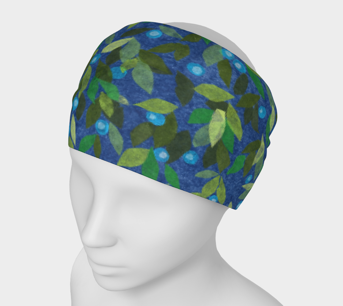 Blue Berries Green Leaves Papercut Pattern Headband preview