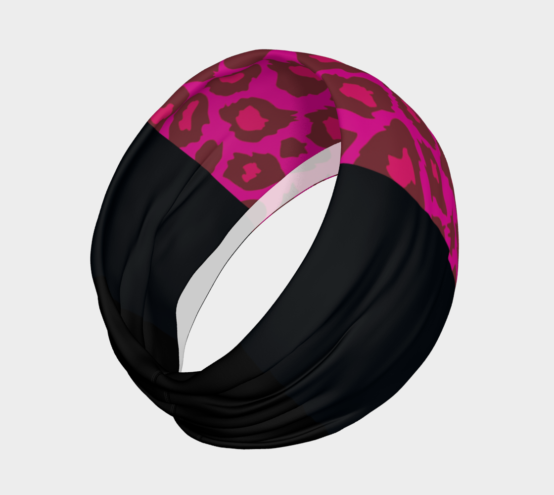 Leopard Headband Scarf Pink + Black thumbnail #3