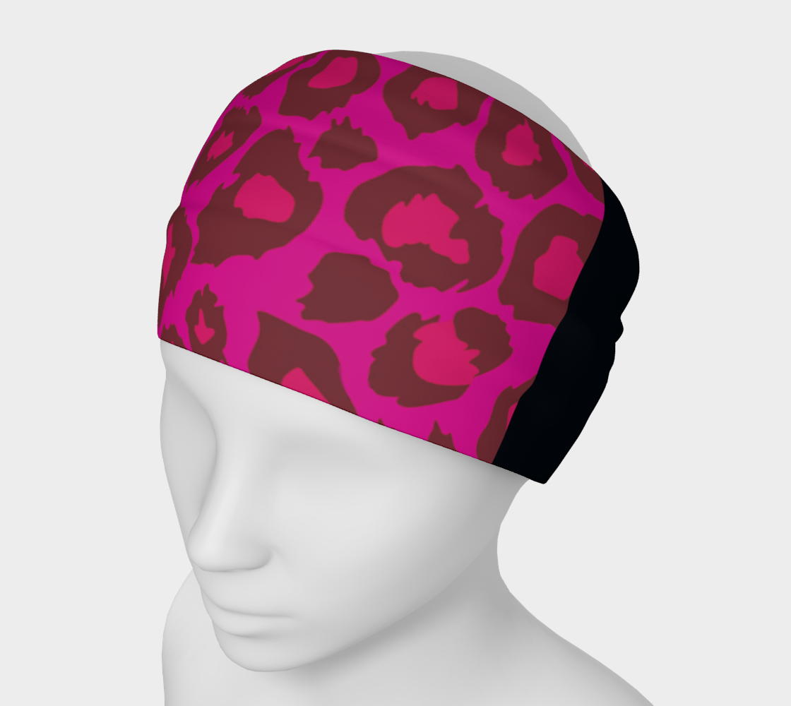 Leopard Headband Scarf Pink + Black preview