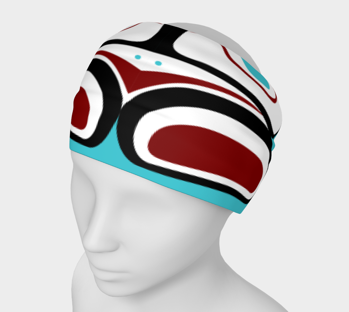 Northwest Totem Art Buff Gaiter Face Cover Headband Teal Background preview