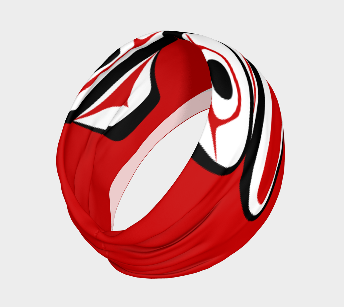 Northwest Totem Art Buff Gaiter Face Cover Headband Red Background preview #2