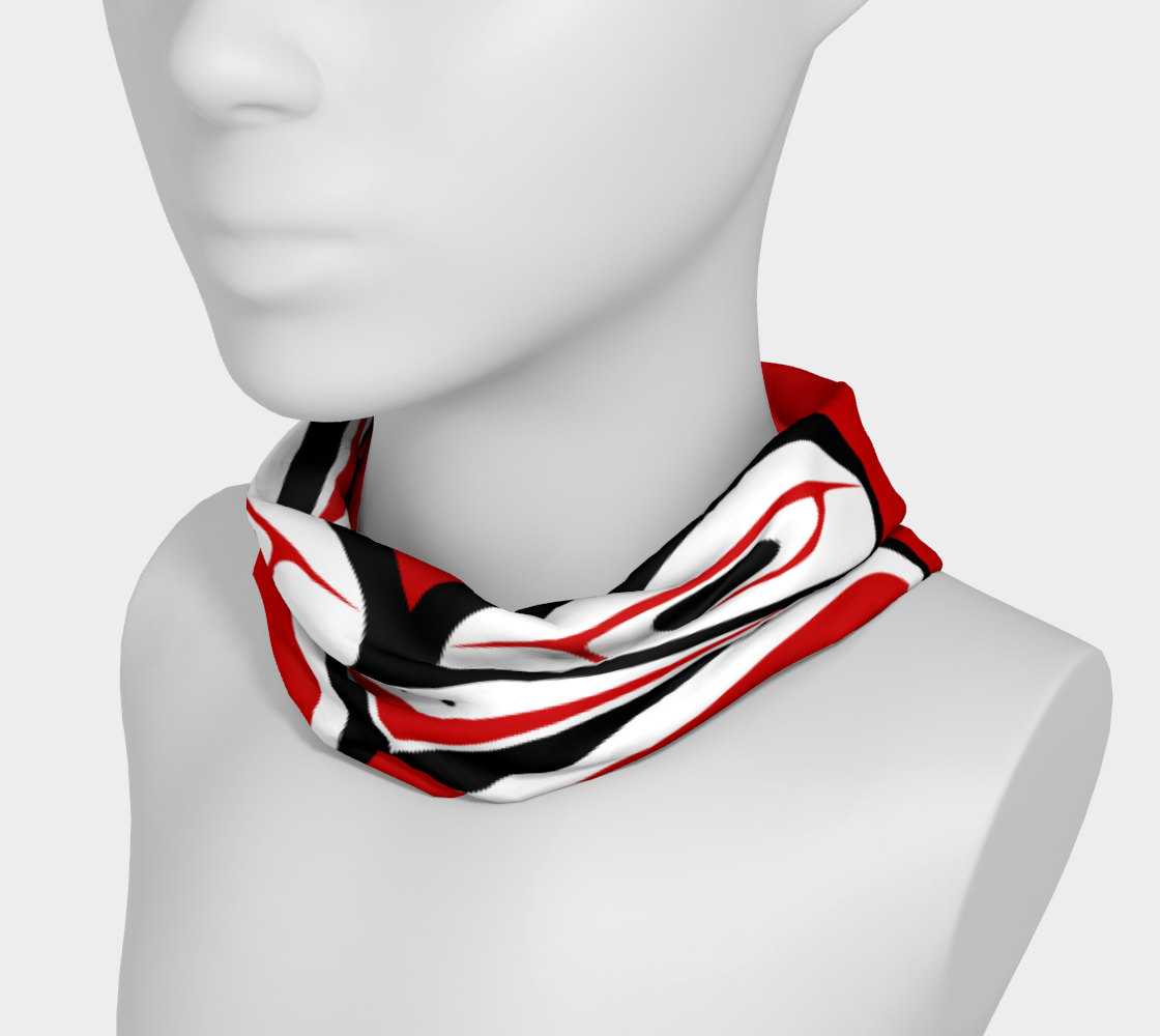 Northwest Totem Art Buff Gaiter Face Cover Headband Red Background preview #3