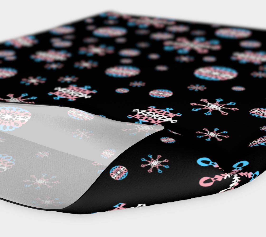 Trans Pride Snowflake Winter Pattern (black bg) preview #4