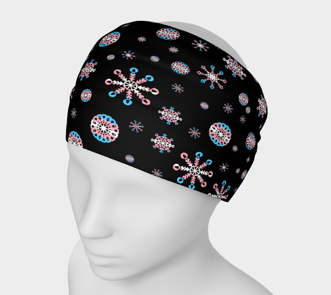 Trans Pride Snowflake Winter Pattern (black bg) preview