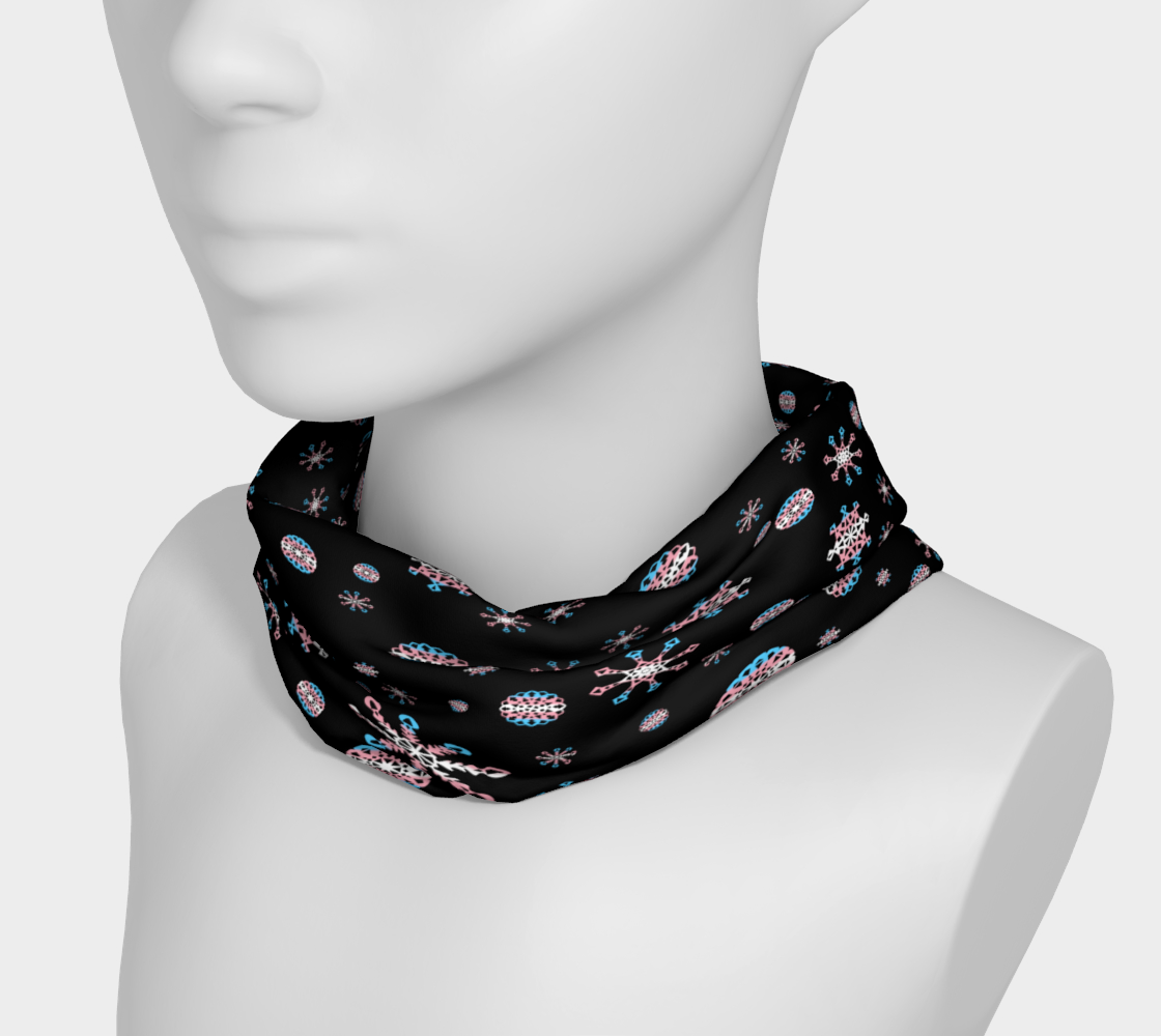 Trans Pride Snowflake Winter Pattern (black bg) preview #3