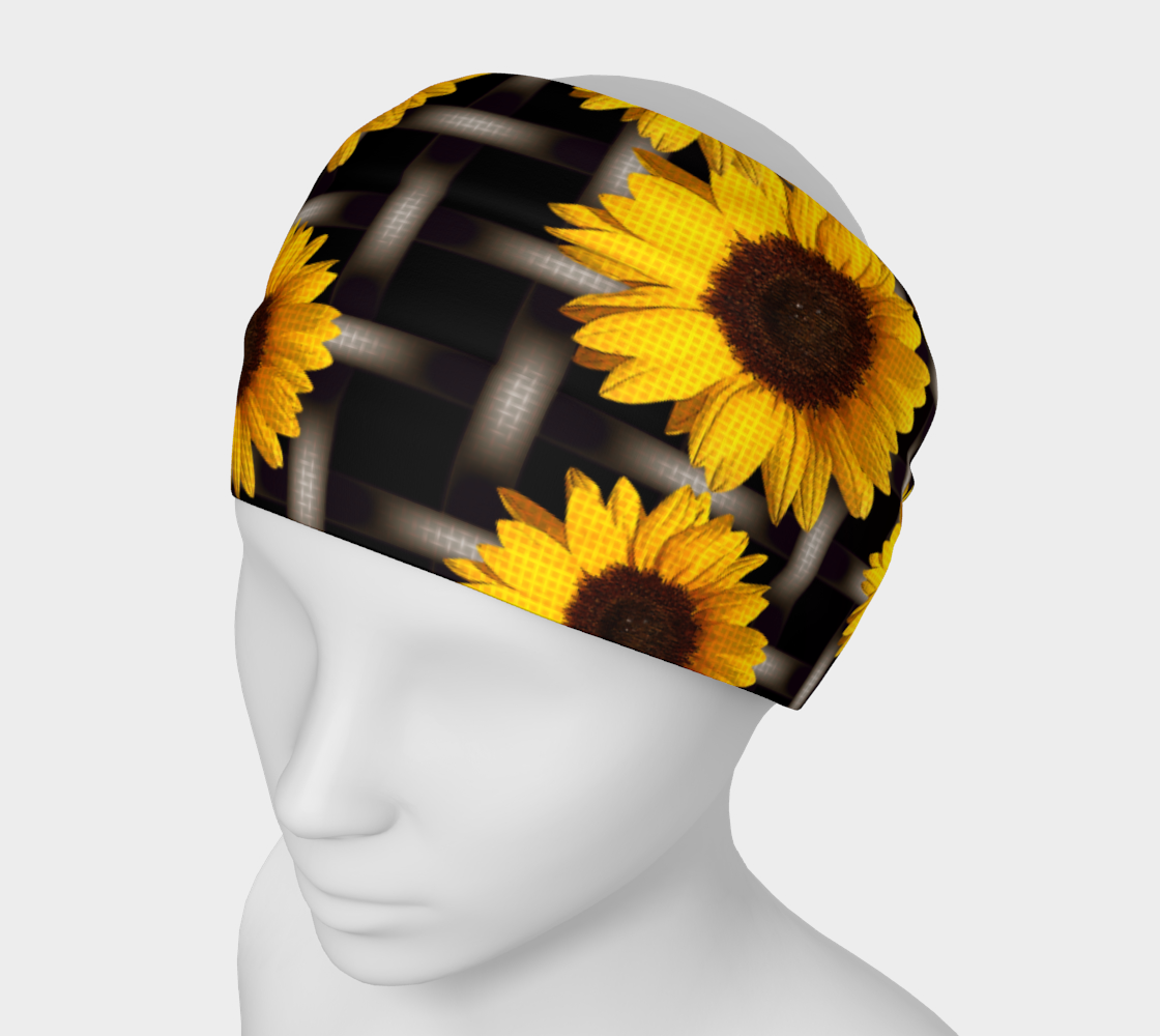 Aperçu de Bright Yellow Sunflowers Industrial Grid Pattern