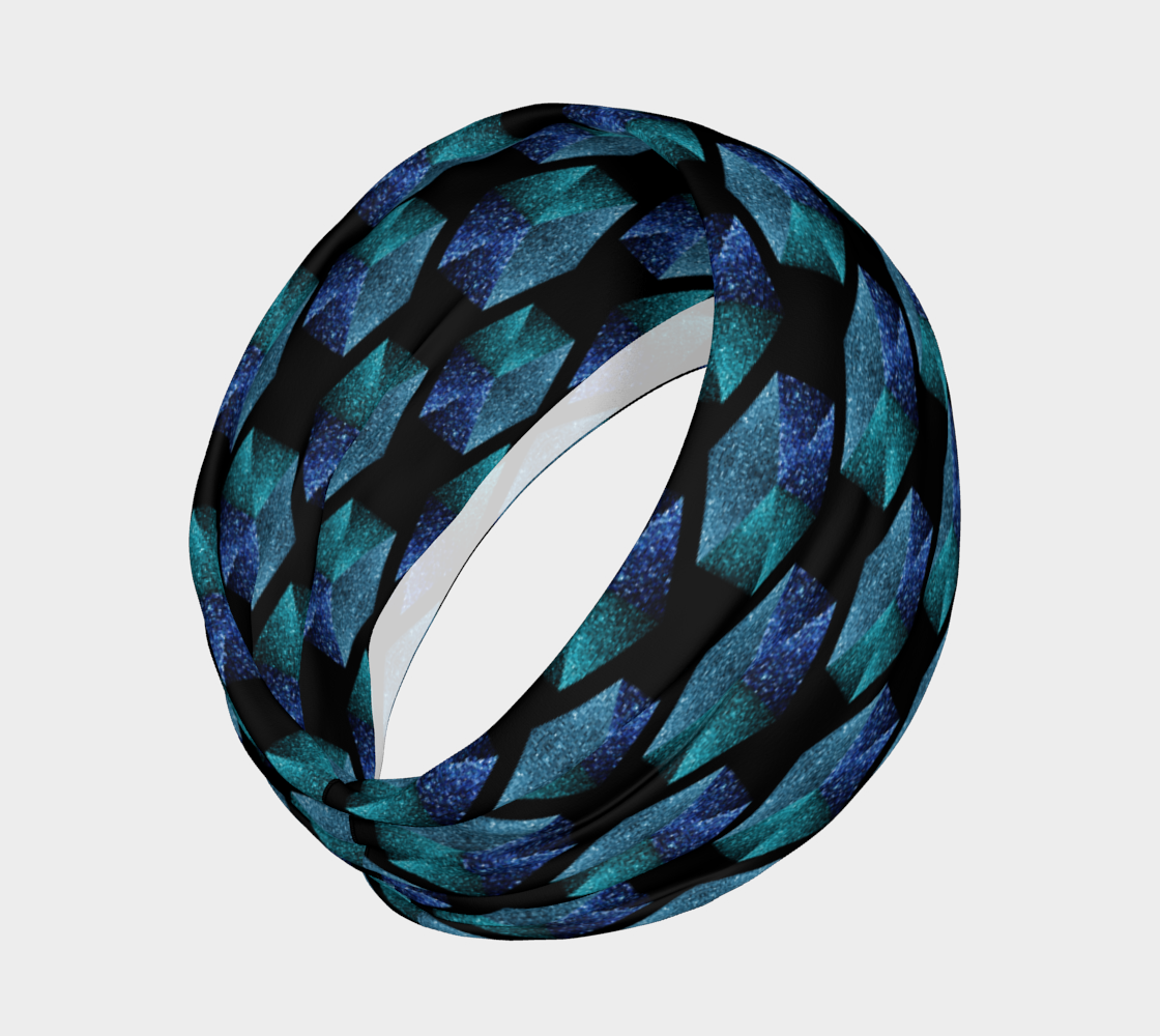 Aperçu de Aqua blue sparkles diamond geometric pattern on black #2