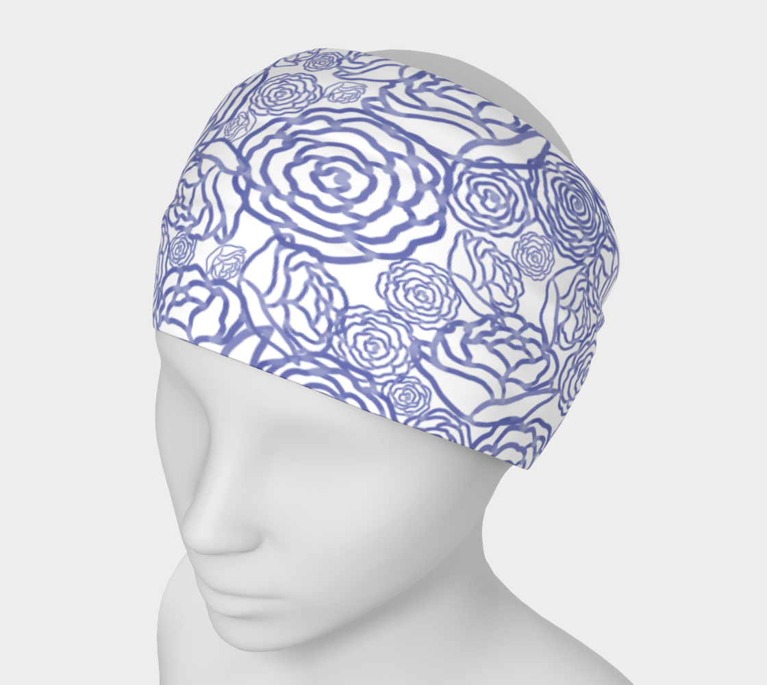 Flowery Headband (White & Blue) preview