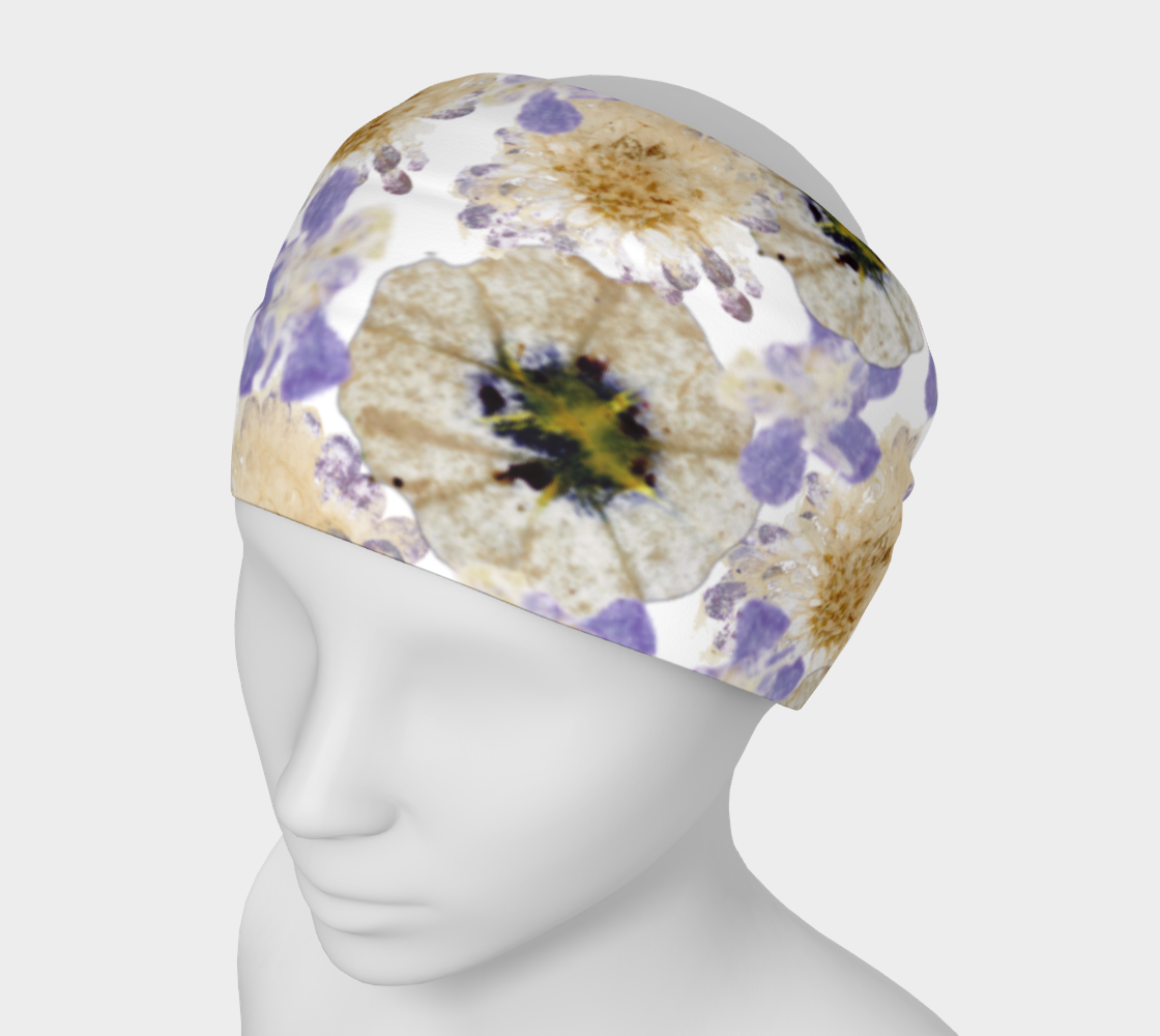 Aperçu de Headband * Abstract Floral Head Scarf * Flowered Hair Covering * Purple White Petunia Watercolor Impressions Design