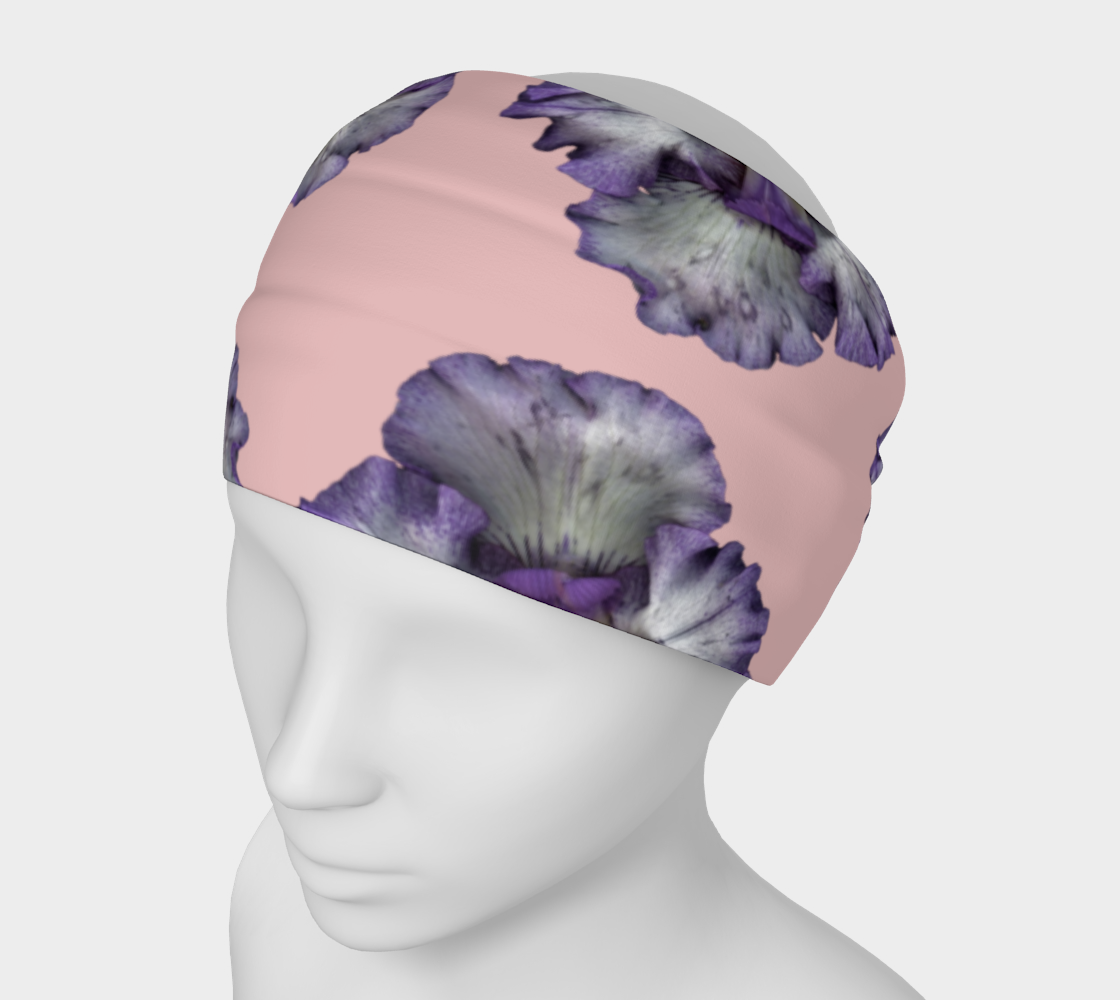 Aperçu de Headband * Purple Pink Bearded Iris Flower Blossoms Head Scarf*Floral Bandana Women Turban*Chemo Hair Cover Wrap