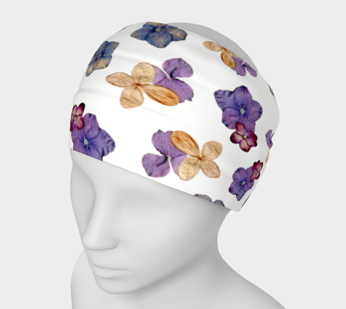 Headband * Abstract Floral Head Scarf * Flowered Hair Covering * Purple Pink Raining Hydrangeas preview