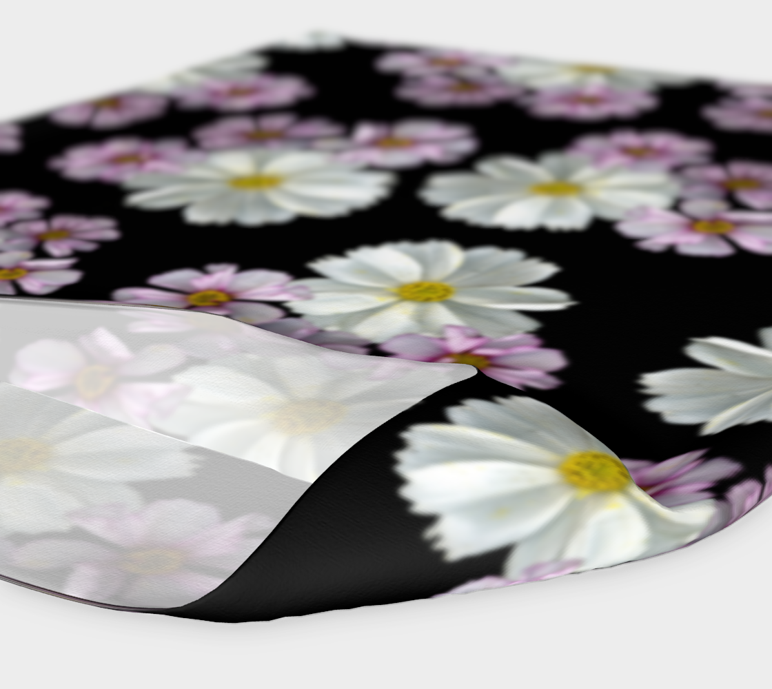Aperçu de Headband * Abstract Floral Head Scarf * Black Pink Flowered Hair Covering * Pink Purple White Cosmos Blossoms #4
