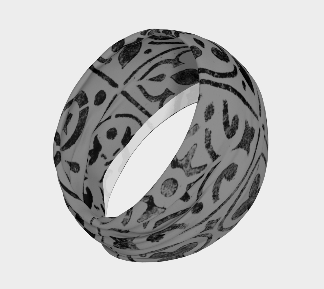 Headband * Abstract Geometric Gray Black Moroccan Tile Print Head Scarf  preview #2