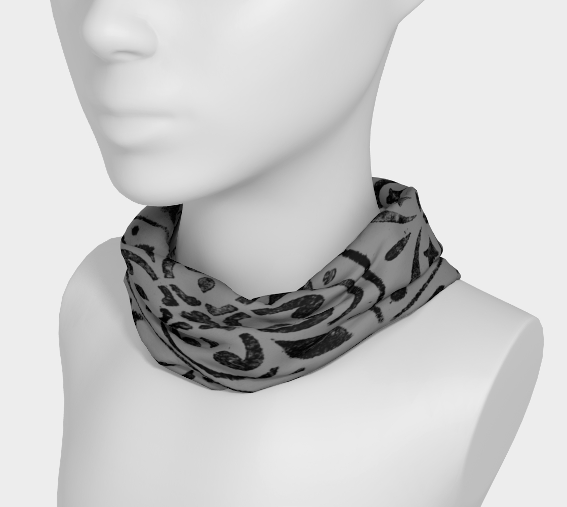 Headband * Abstract Geometric Gray Black Moroccan Tile Print Head Scarf  thumbnail #4