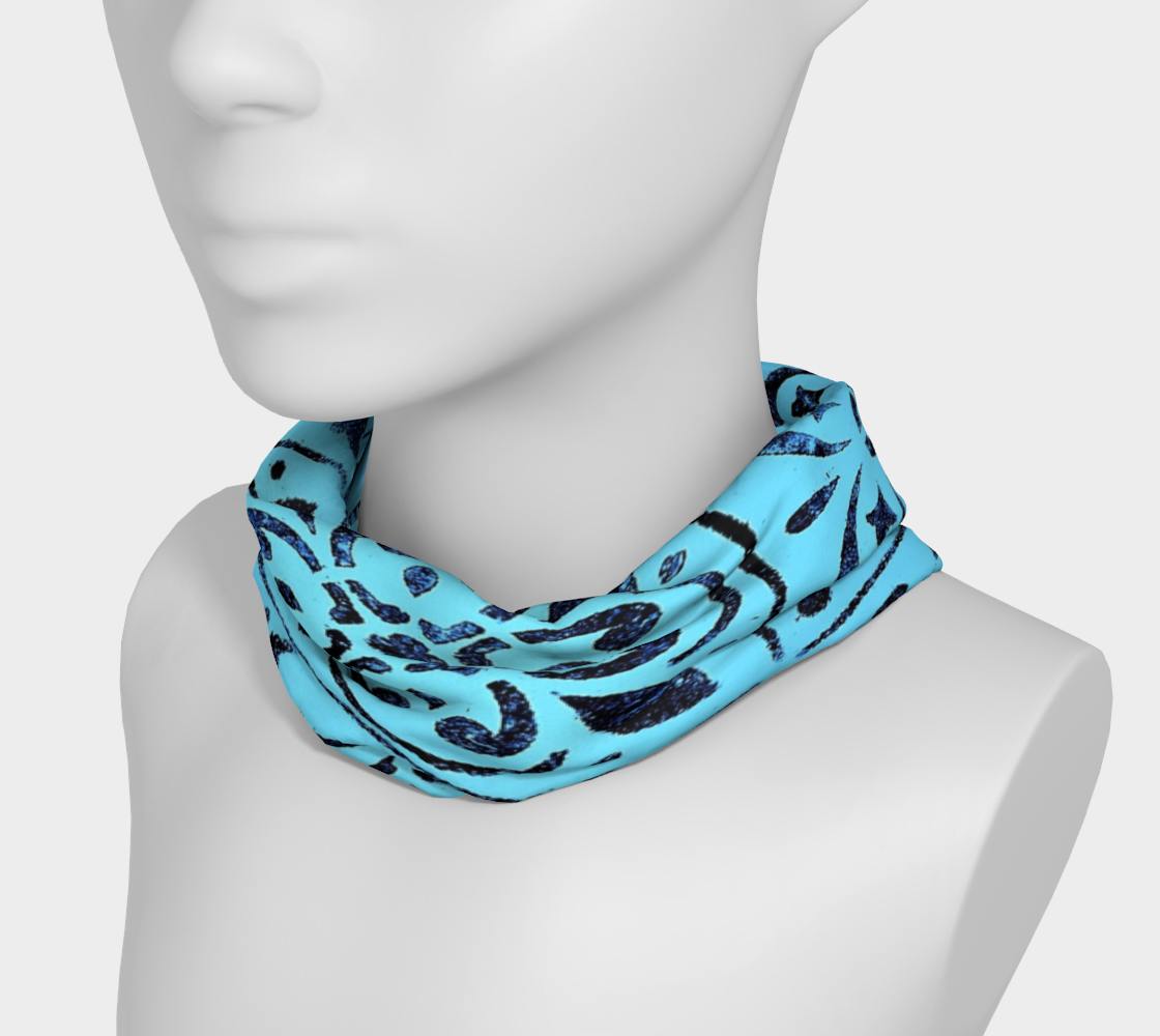 Headband * Blue Moroccan Tile Print Hair Scarf * Geometric Abstract Head Covering  Miniature #4